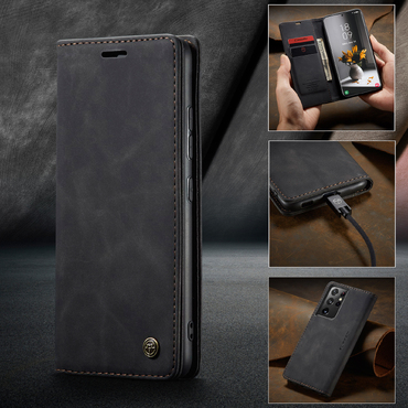 Etui CaseMe MagFlip za Samsung Galaxy S21 Ultra z najvišjim nivojem zaščite in samodejnim magnetnim zapiranjem - smooth black