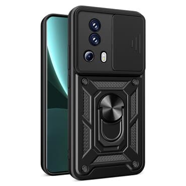 Oklepni ovitek MaX-Armor z obročem, kovinsko ploščico in zaščito zadnjih kamer za Xiaomi 13 Lite - army black