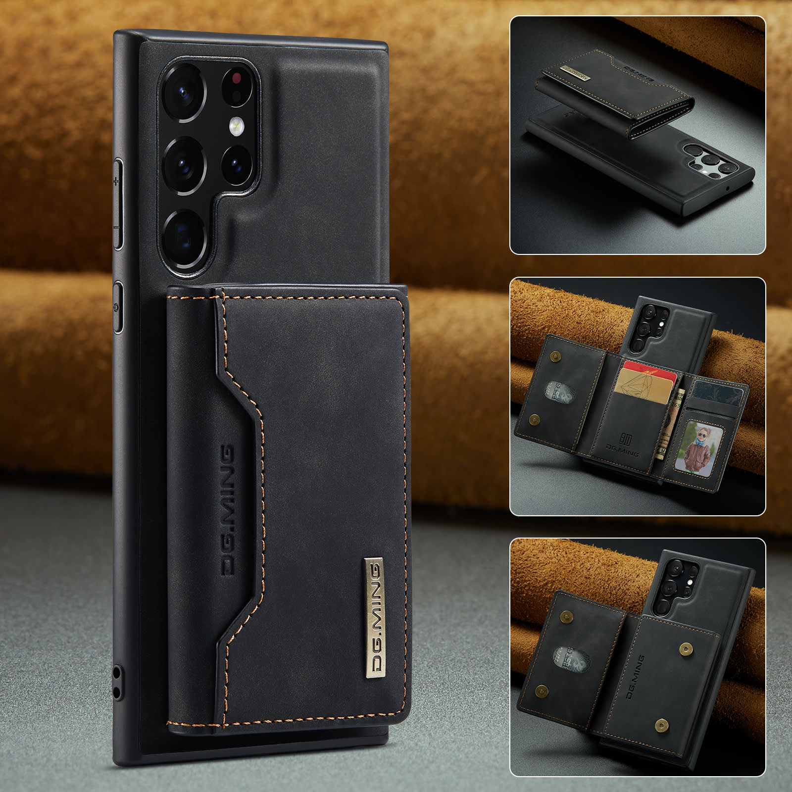 Ovitek za Samsung Galaxy S23 Ultra CaseMe DG.MING MAG z magnetno denarnico - pulse black