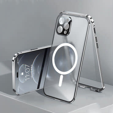 Full-body ovitek "MagSafe Defender" z zaščito zaslona in zadnje kamere za iPhone 14 Plus - srebrn