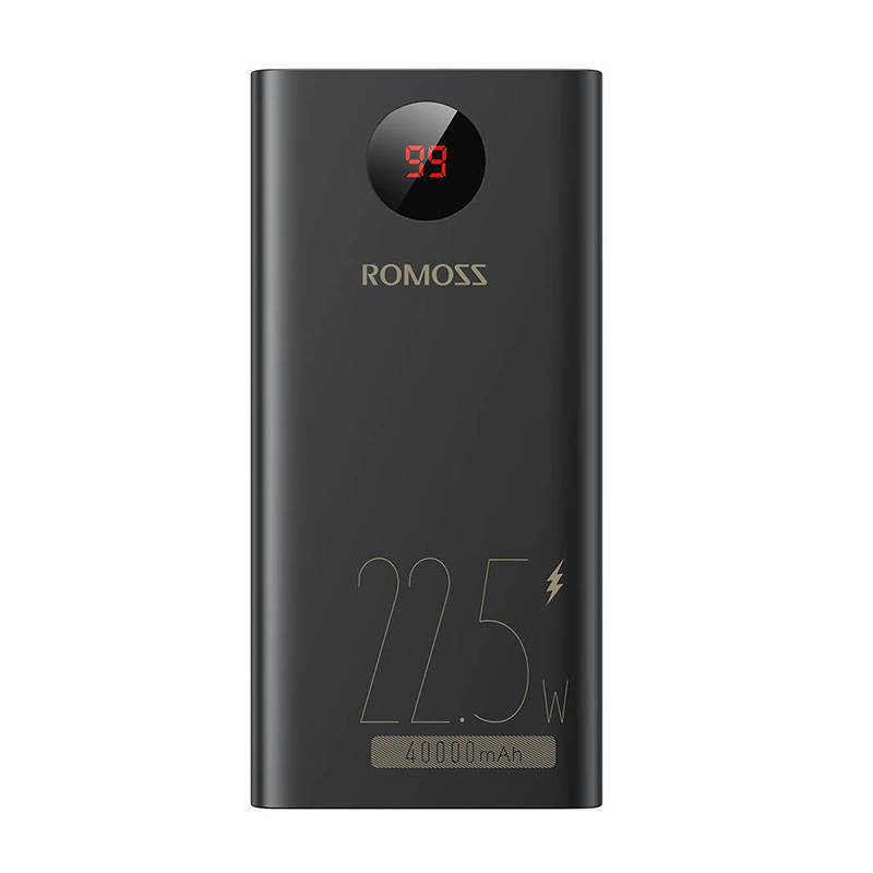 Power bank Romoss "MegaCharge 22.5W" z dvema USB in enim USB-C izhodom - 40000 mAh - črn