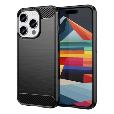 TPU gel ovitek "Brushed Carbon" za iPhone 15 Pro Max - črn