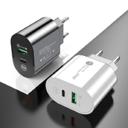 Stenski polnilec ChargeDuo 20W z USB-C in USB vhodoma