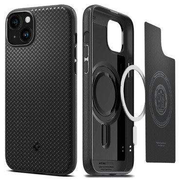 Ovitek Spigen "Mag Armor" z magnetom za brezžično polnjenje za iPhone 15 Plus - matte black