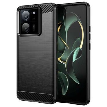 TPU gel ovitek "Brushed Carbon" za Xiaomi 13T / 13T Pro - črn