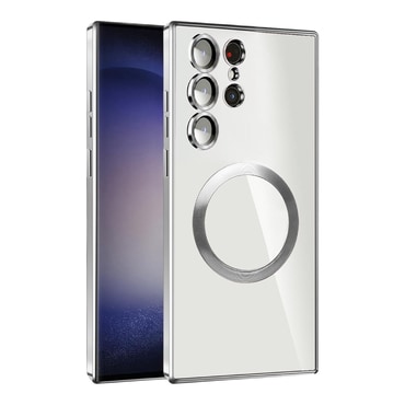 Hibridni ovitek "MagProtect" z zaščito zadnje kamere in magnetom MagSafe za Samsung Galaxy S23 Ultra - silver