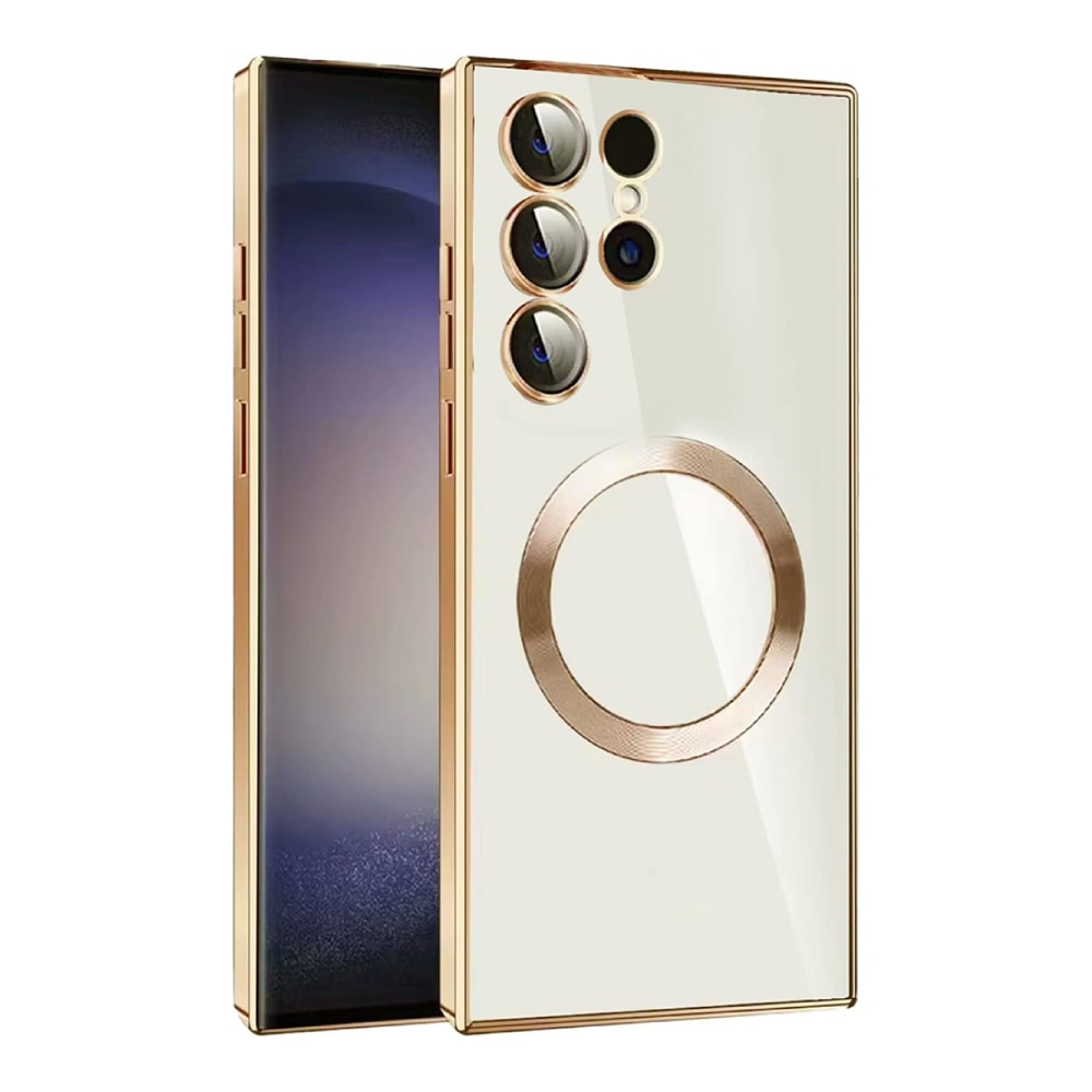 Hibridni ovitek "MagProtect" z zaščito zadnje kamere in magnetom MagSafe za Samsung Galaxy S23 Ultra - gold