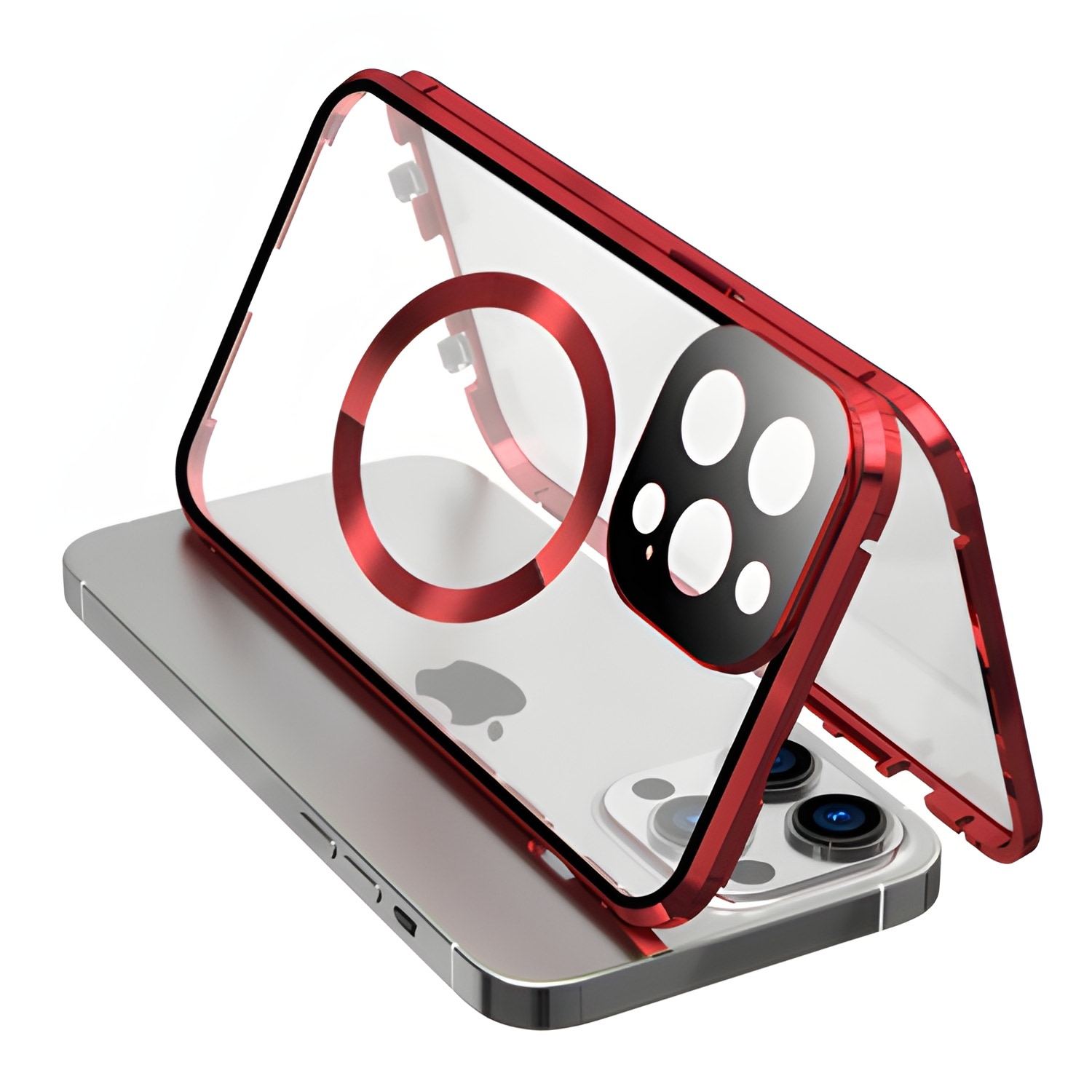 Magnetni Full-Body ovitek s steklom "Stronghold MagLock" za iPhone 12 Pro Max - titanium red