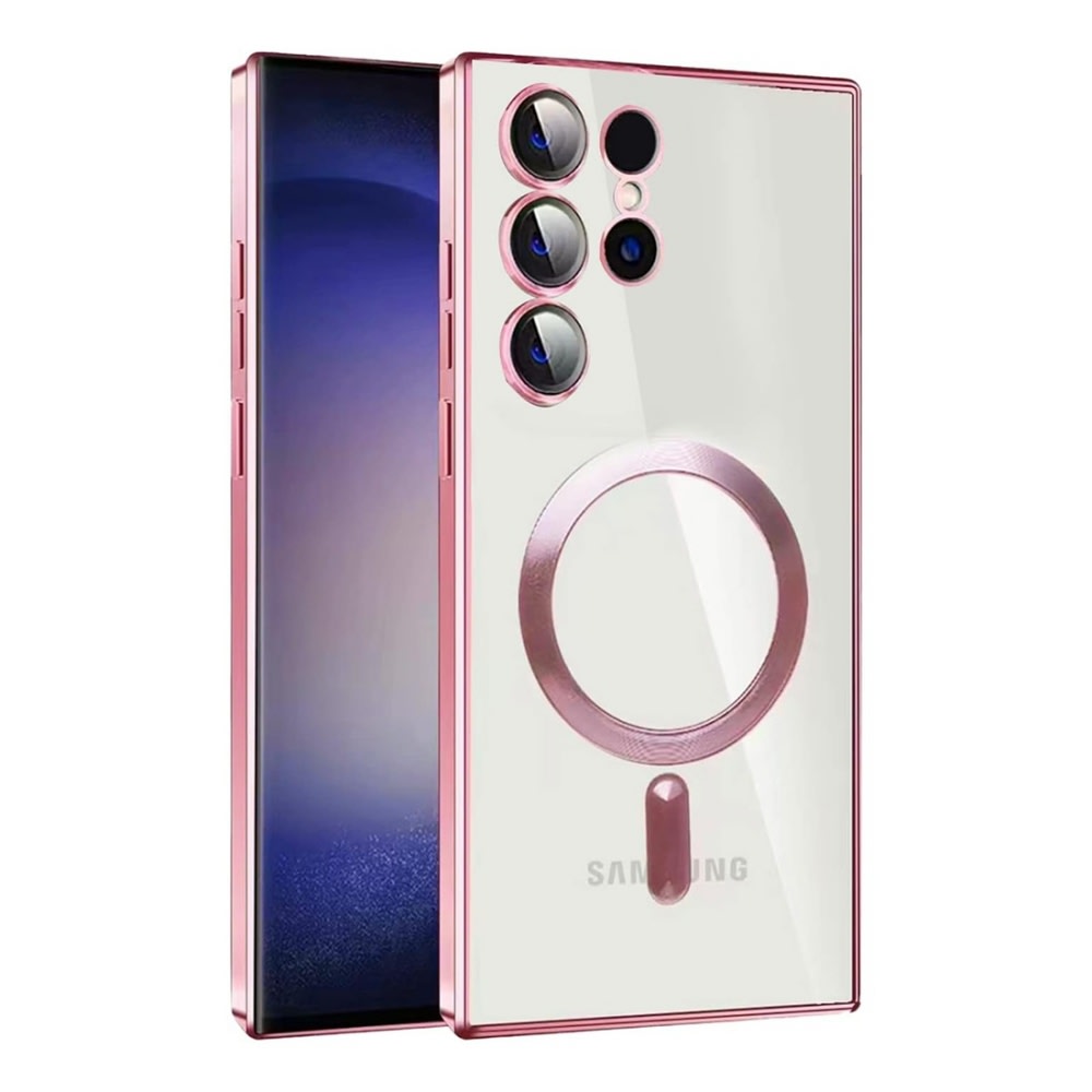 Hibridni ovitek MagShield z zaščito zadnje kamere in 2 magnetoma MagSafe za Samsung Galaxy S21 Ultra - metallic rose gold