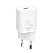 Stenski polnilec Baseus Super Si 1C z USB-C izhodom in standardi hitrega polnjenja 25W - bel