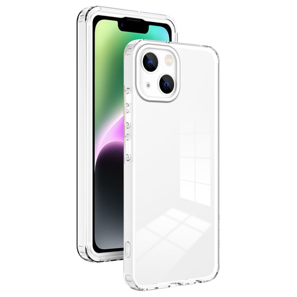 Hibridni ovitek "Crystal Bumper" z vgrajeno zaščito zadnje kamere za iPhone 14 - metallic white