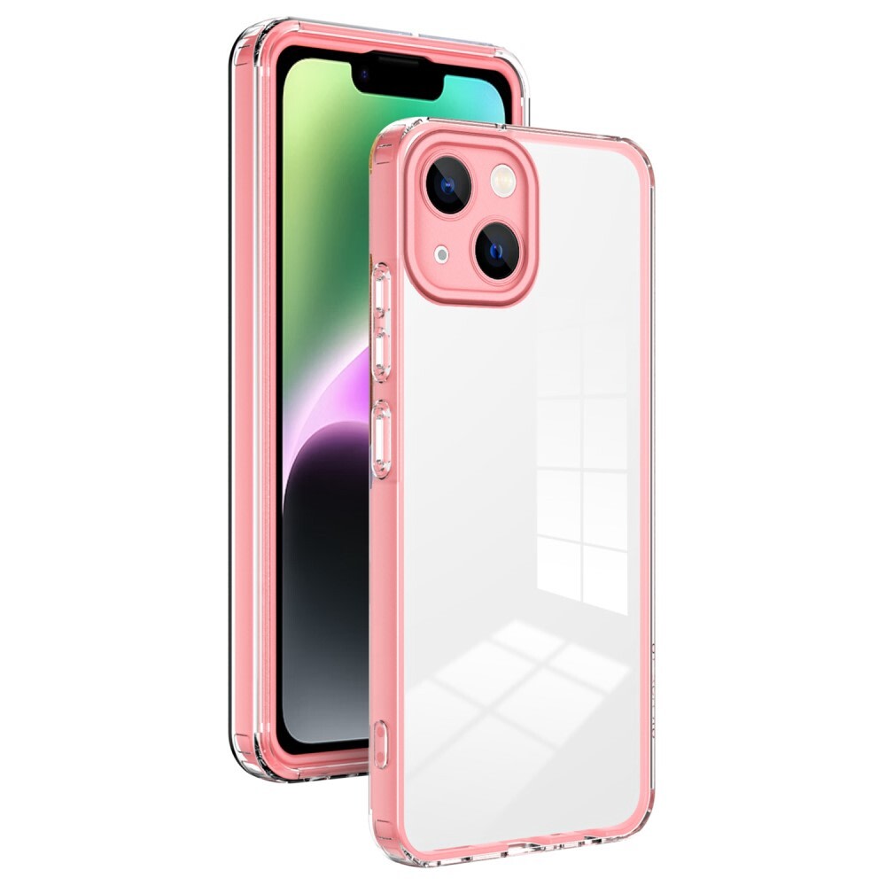 Hibridni ovitek "Crystal Bumper" z vgrajeno zaščito zadnje kamere za iPhone 14 Plus - metallic pink