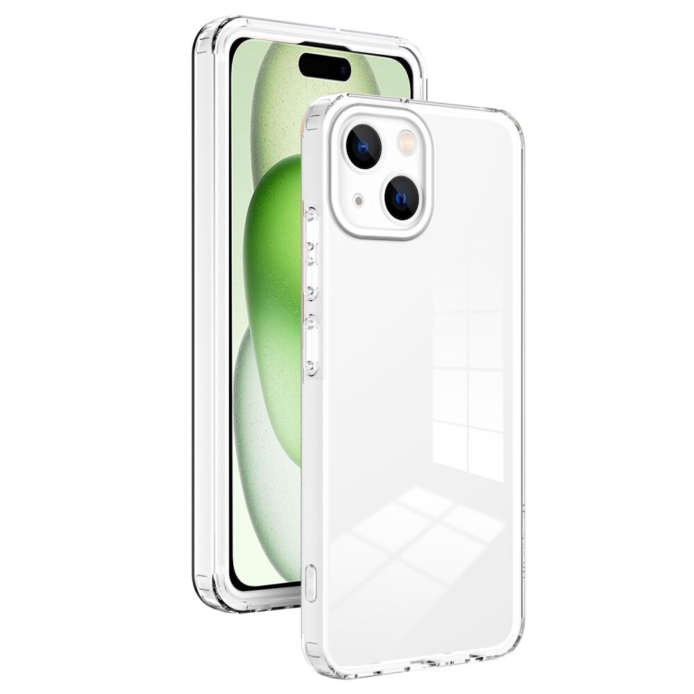 Hibridni ovitek "Crystal Bumper" z vgrajeno zaščito zadnje kamere za iPhone 15 - metallic white