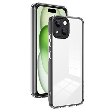 Hibridni ovitek "Crystal Bumper" z vgrajeno zaščito zadnje kamere za iPhone 15 Plus - metallic black
