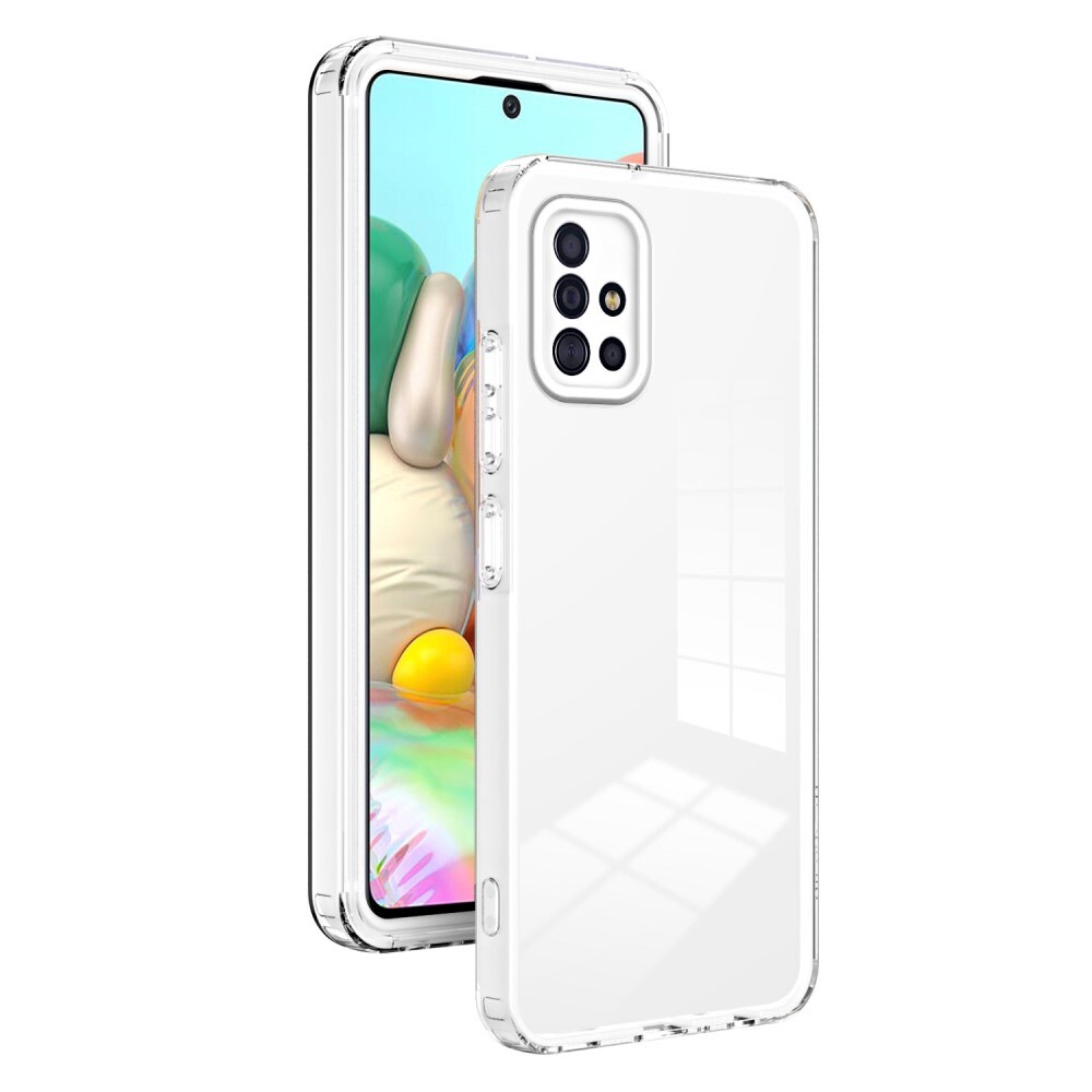 Hibridni ovitek "Crystal Bumper" z vgrajeno zaščito zadnje kamere za Samsung Galaxy A71 - metallic white