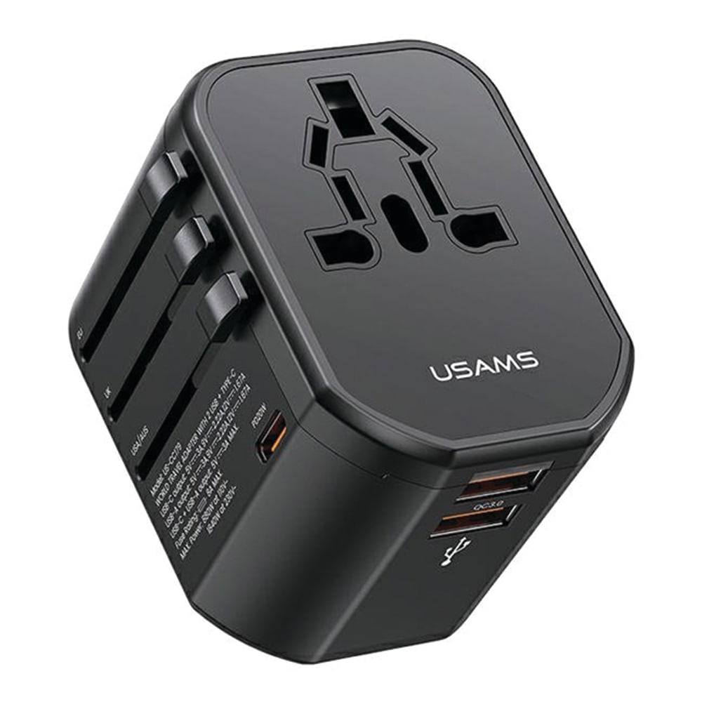 Potovalni adapter Usams "T59" 4v1 z dvema USB vhodoma in PD 20W hitrim polnjenjem