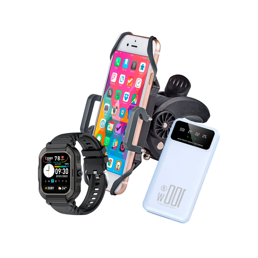 Alpha Rider paket za fante: pametna ura, držalo za kolo in power bank