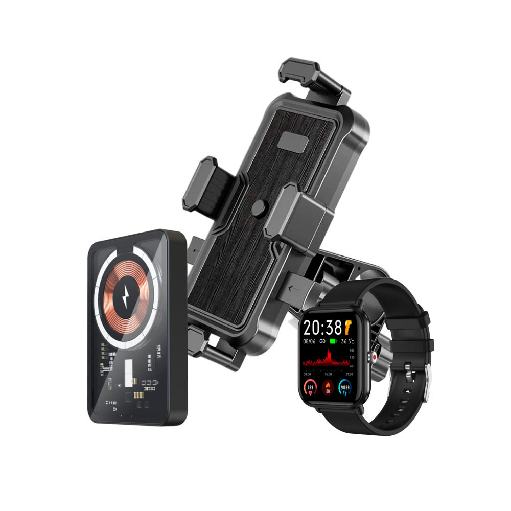 Smart Biker Plus paket: pametna ura, držalo za kolo in power bank