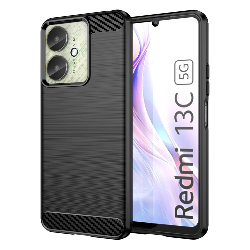 TPU gel ovitek "Brushed Carbon" za Xiaomi Redmi 13C 4G / Redmi 13C 5G / Poco C65 - črn