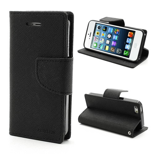 Etui Goospery Fancy Diary za iPhone SE / 5 / 5S - črn