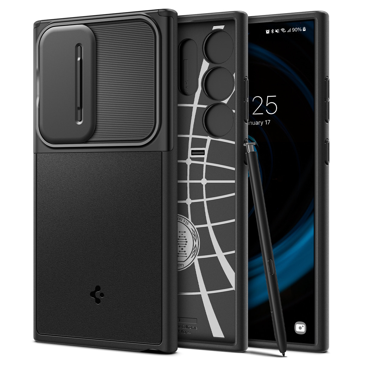 Ovitek Spigen "Optik Armor" za Samsung Galaxy S24 Ultra - črn