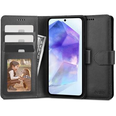 Etui Tech-Protect "Wallet" iz umetnega usnja za Samsung Galaxy A55 - black
