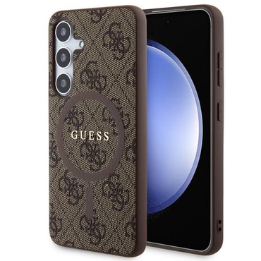 Originalen trden TPU ovitek Guess "4G Metal MagSafe Logo" za Samsung Galaxy S24 Plus - rjav