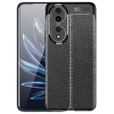 Eleganten gel ovitek Elite Guard z usnjeno teksturo in zaščito robov za Honor 90 - obsidian black