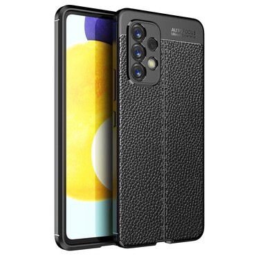 Eleganten gel ovitek Elite Guard z usnjeno teksturo in zaščito robov za Samsung Galaxy A53 - obsidian black