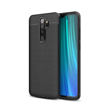 Eleganten gel ovitek Elite Guard z usnjeno teksturo in zaščito robov za Xiaomi Redmi Note 8 Pro - obsidian black