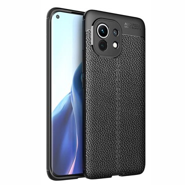 Eleganten gel ovitek Elite Guard z usnjeno teksturo in zaščito robov za Xiaomi Mi 11 - obsidian black Eleganten gel ovitek Elite Guard z usnjeno teksturo in zaščito robov za Xiaomi Mi 11 - obsidian black