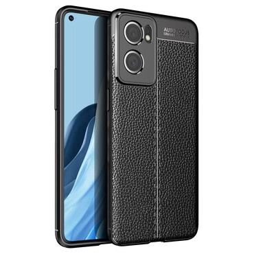 Eleganten gel ovitek Elite Guard z usnjeno teksturo in zaščito robov za OnePlus Nord CE 2 5G - obsidian black