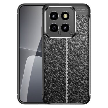 Eleganten gel ovitek Elite Guard z usnjeno teksturo in zaščito robov za Xiaomi 14 - obsidian black