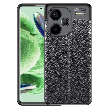Eleganten gel ovitek Elite Guard z usnjeno teksturo in zaščito robov za Xiaomi Redmi Note 13 Pro Plus 5G - obsidian black