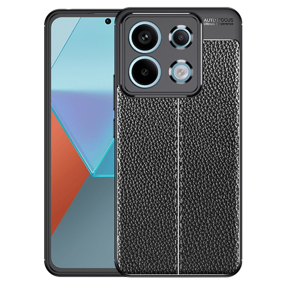 Eleganten gel ovitek Elite Guard z usnjeno teksturo in zaščito robov za Xiaomi Redmi 13C 4G / Poco C65 - obsidian black