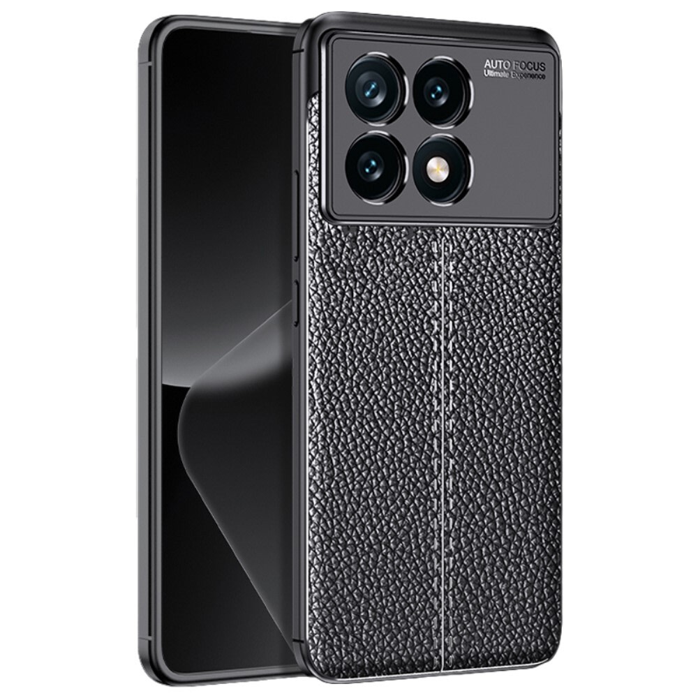 Eleganten gel ovitek Elite Guard z usnjeno teksturo in zaščito robov za Xiaomi Poco X6 Pro - obsidian black