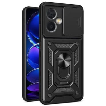Oklepni ovitek MaX-Armor z obročem, kovinsko ploščico in zaščito zadnjih kamer za Xiaomi Redmi Note 13 Pro Plus 5G - army black