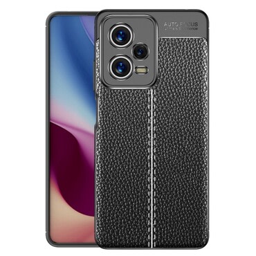 Eleganten gel ovitek Elite Guard z usnjeno teksturo in zaščito robov za Xiaomi Redmi Note 12 Pro 5G - obsidian black
