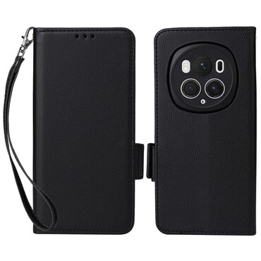 Etui "Litchi Wallet" za Honor Magic6 Pro - črn