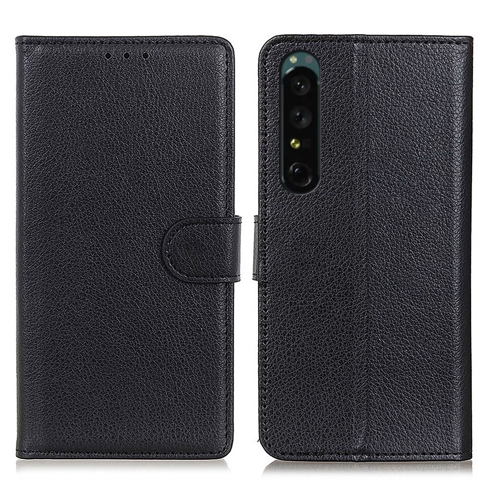 Etui "Litchi" za Sony Xperia 1 V - črn