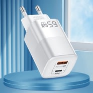 Stenski polnilec GaNForce 65W z izhodoma USB-C in USB-A - za hitro polnjenje telefonov, prenosnikov, tablic in vseh drugih naprav Stenski polnilec GaNForce 65W z izhodoma USB-C in USB-A - za hitro polnjenje telefonov, prenosnikov, tablic in vseh drugih naprav