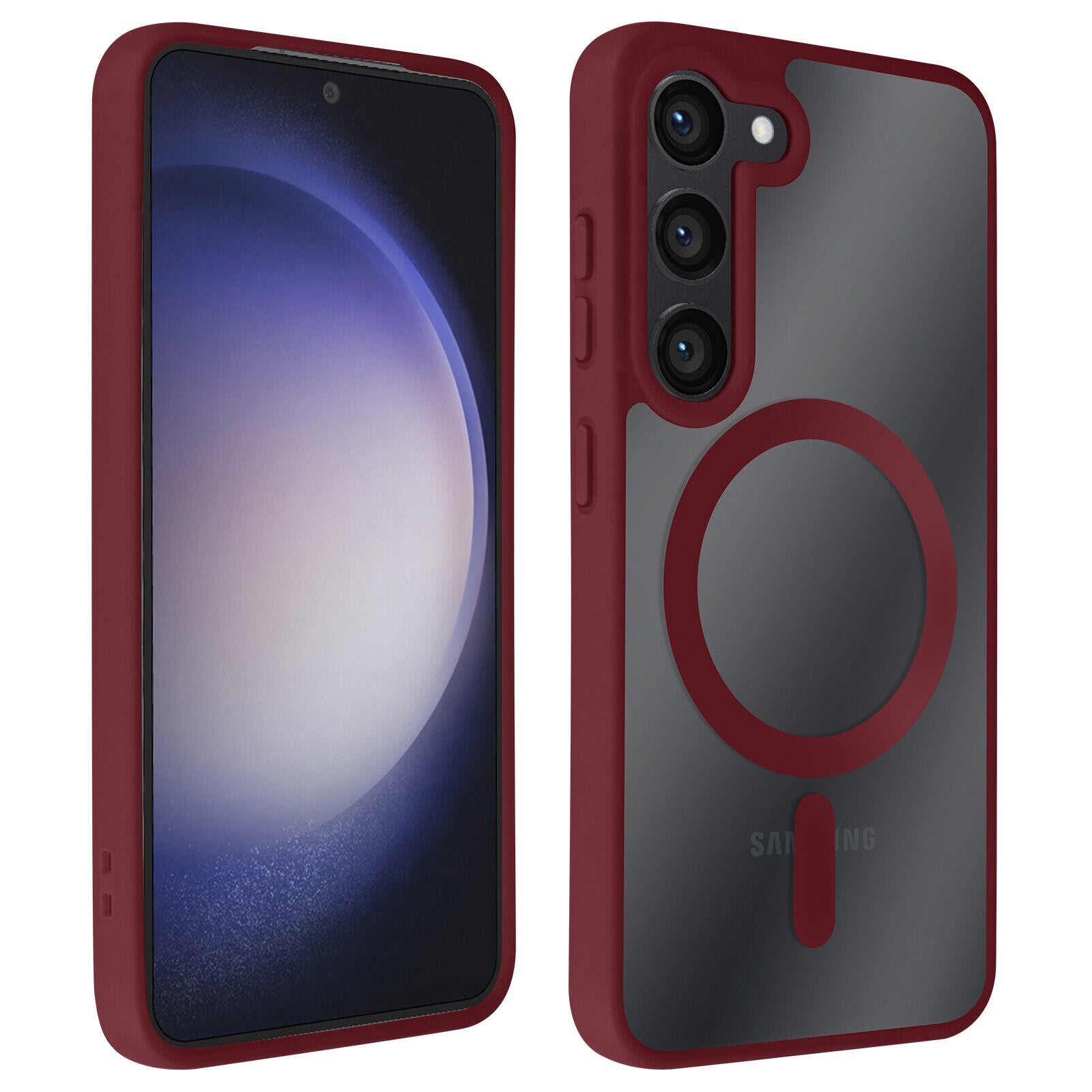 Hibridni ovitek "PastelMag" z magnetom MagSafe za Samsung Galaxy S24 - burgundy