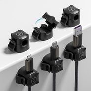 Paket treh organizatorjev WireControl: za pritrjevanje kablov na vse površine - obsidian black