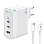 Stenski polnilec Triple-GaN 100W - z dvema USB-C PD in USB-A QC 3.0 izhodi ter z GaN tehnologijo - Več kombinacij!