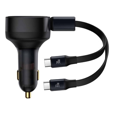 Hitri avtopolnilec Baseus "C00035500111-00" 33W z dvema USB-C kabloma - 75cm - črn Hitri avtopolnilec Baseus "C00035500111-00" 33W z dvema USB-C kabloma - 75cm - črn