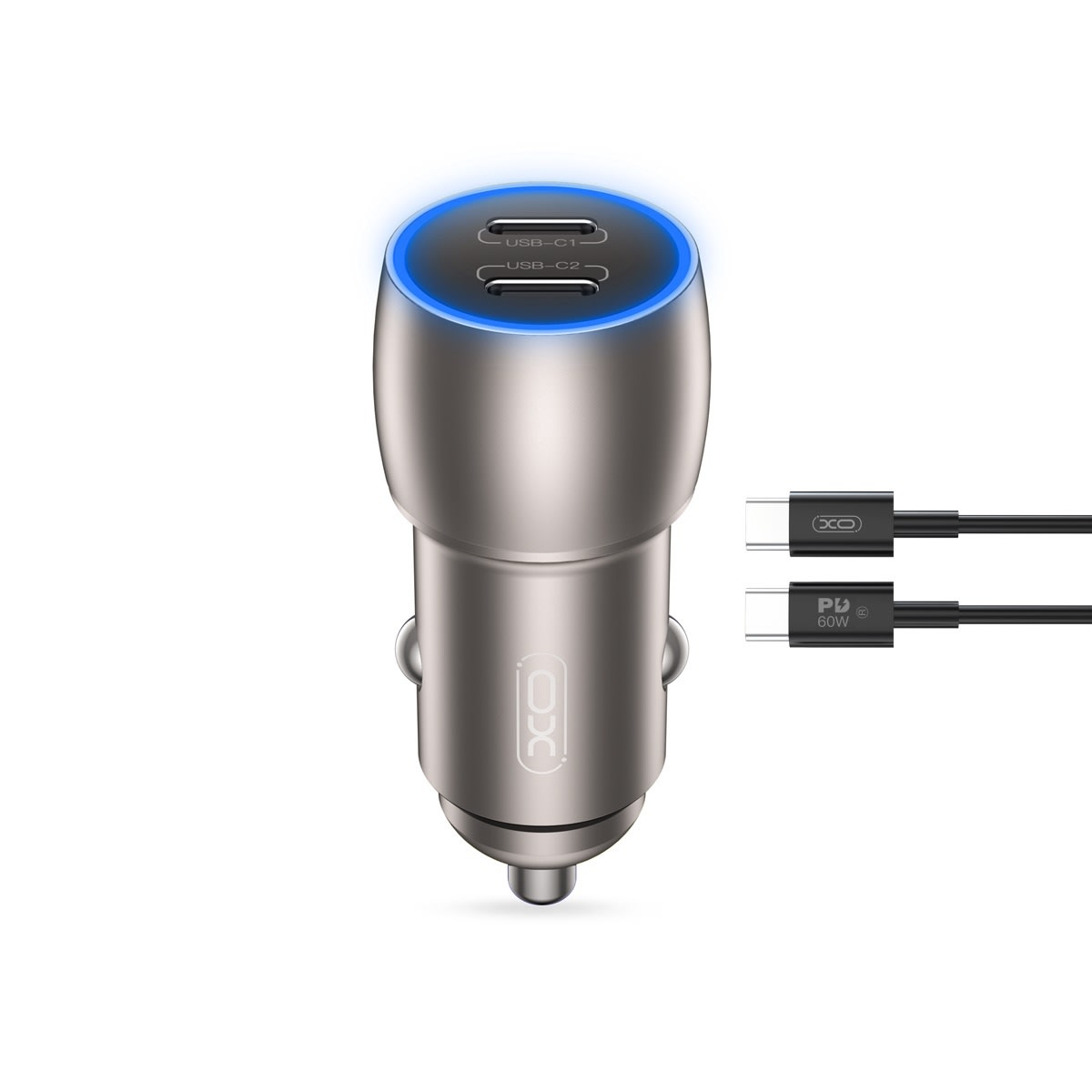 Avtopolnilec XO "CC51" 40W s PD3.0 tehnologijo in dvema USB-C izhodoma