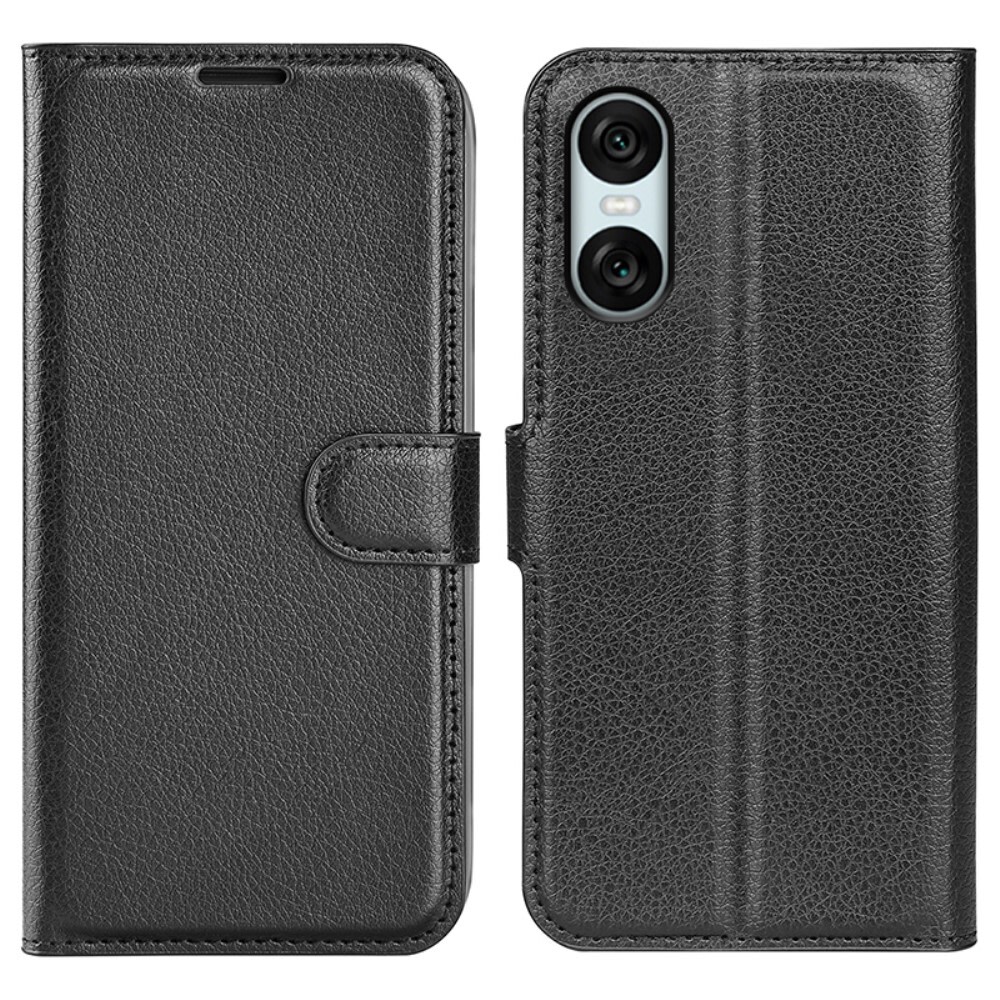 Etui "Litchi" za Sony Xperia 10 VI - črn