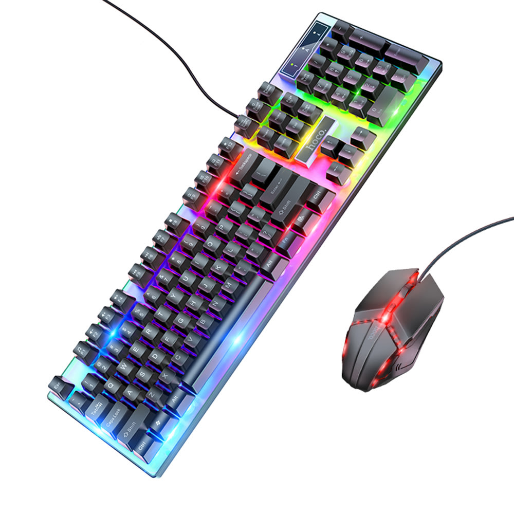 Mehanska gaming tipkovnica in miška Hoco "GameBro" z RGB osvetljavo