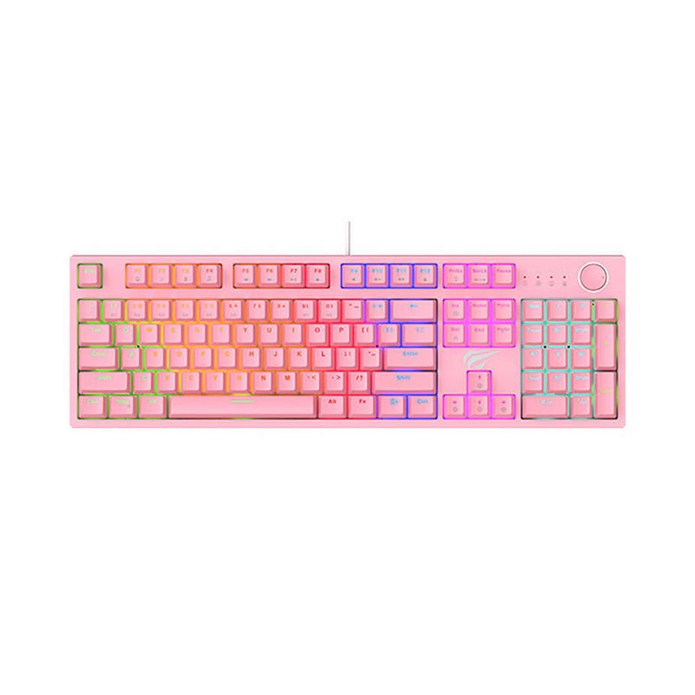 Mehanska gaming tipkovnica Havit "KB871L" z RGB osvetlitvijo - pink