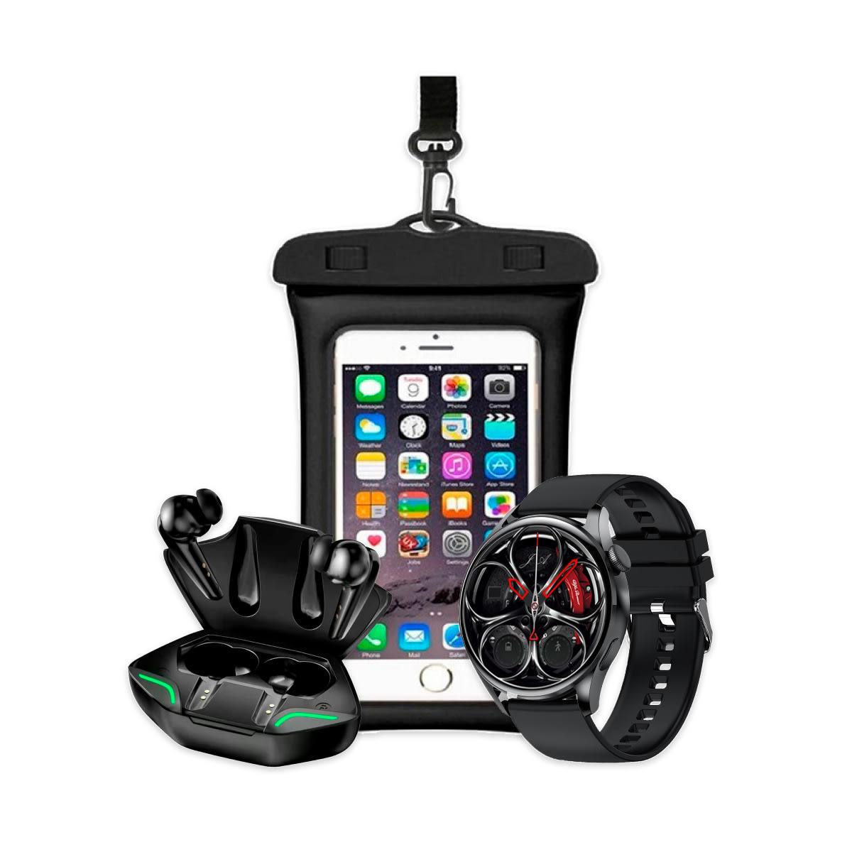 Sun 'n' Fun paket: Bluetooth slušalke, vodoodporen etui in pametna ura